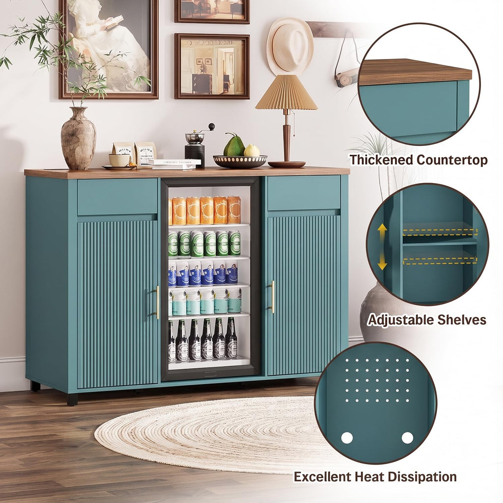 Tornivk 53" Large Coffee Bar Cabinet with Fridge Space, Black