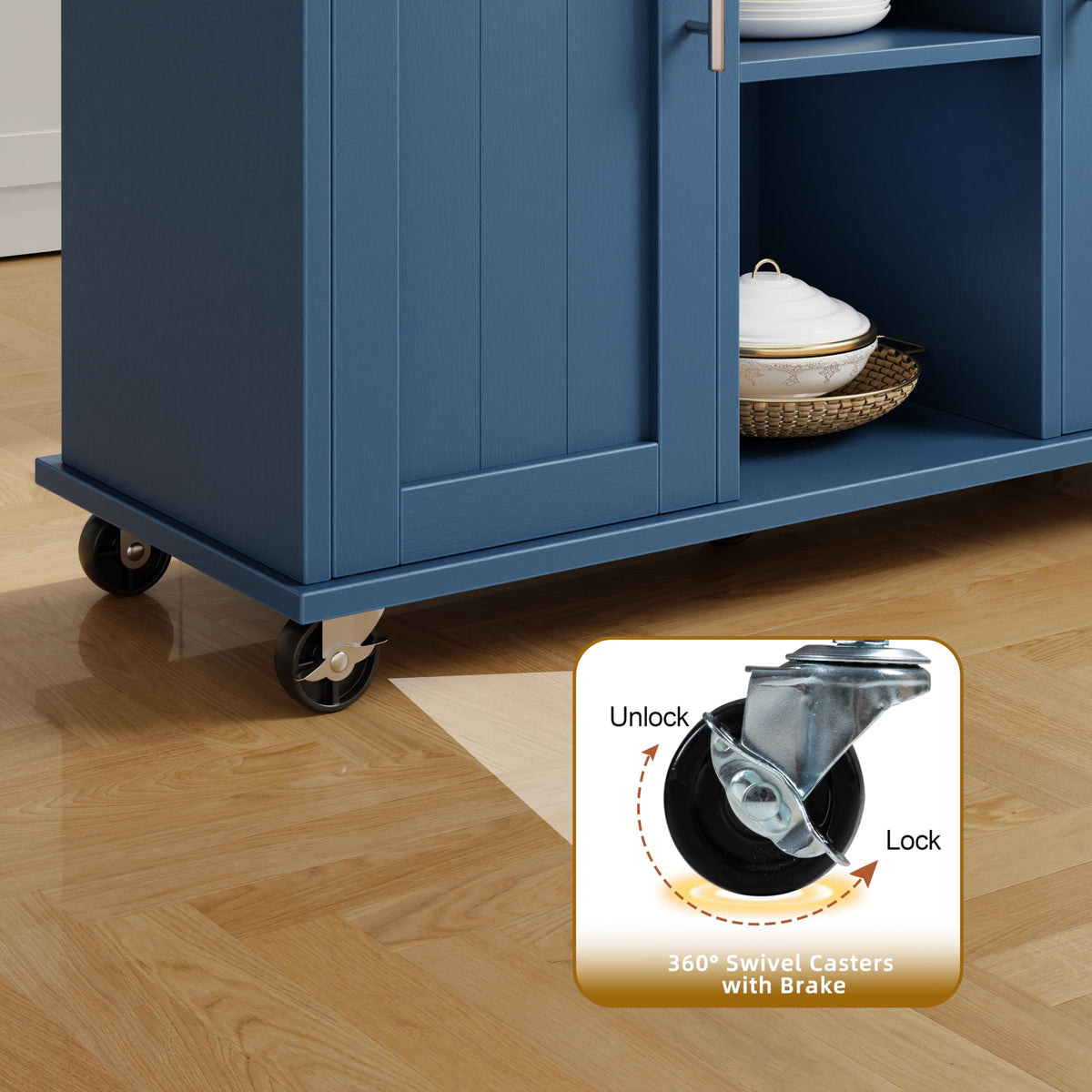 SUNLEI Rolling Kitchen Island Cart with Wheels, Island Table for Kitchen, Farmhouse Kitchen Cart with Drop Leaf & Towel Rack & Drawer, Kitchen Islands Table with Storage Cabinet, Grey