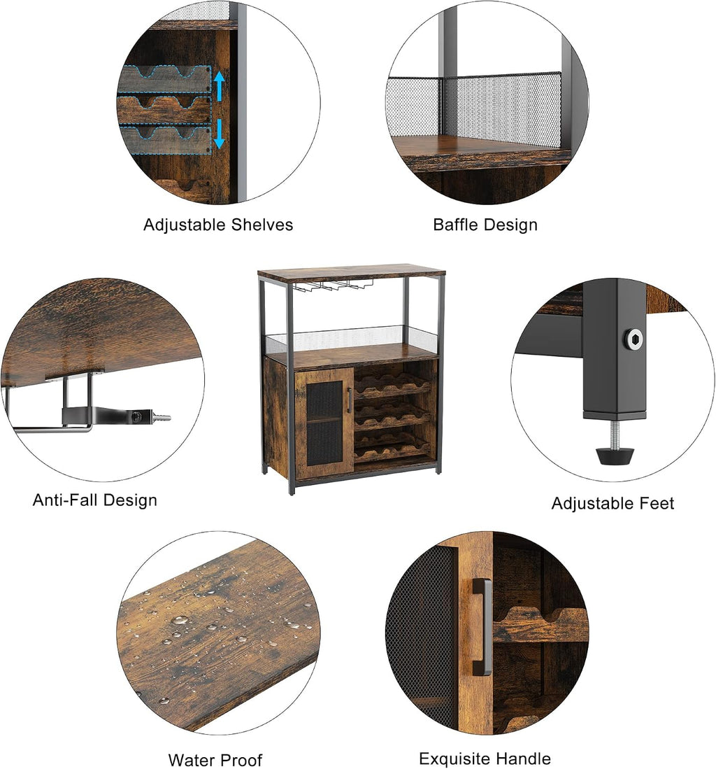 GarveeHome Wine Bar Cabinet with LED Lights, Liquor Cabinet with Storage
