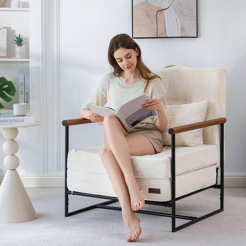 MAXYOYO Chair Bed, Adjustable Sleeper Chair, Single Sofa Bed with Frame