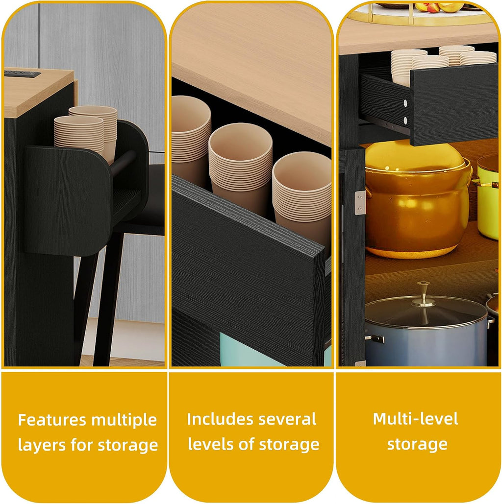 DWVO 37.5" Kitchen Island with Drop Leaf