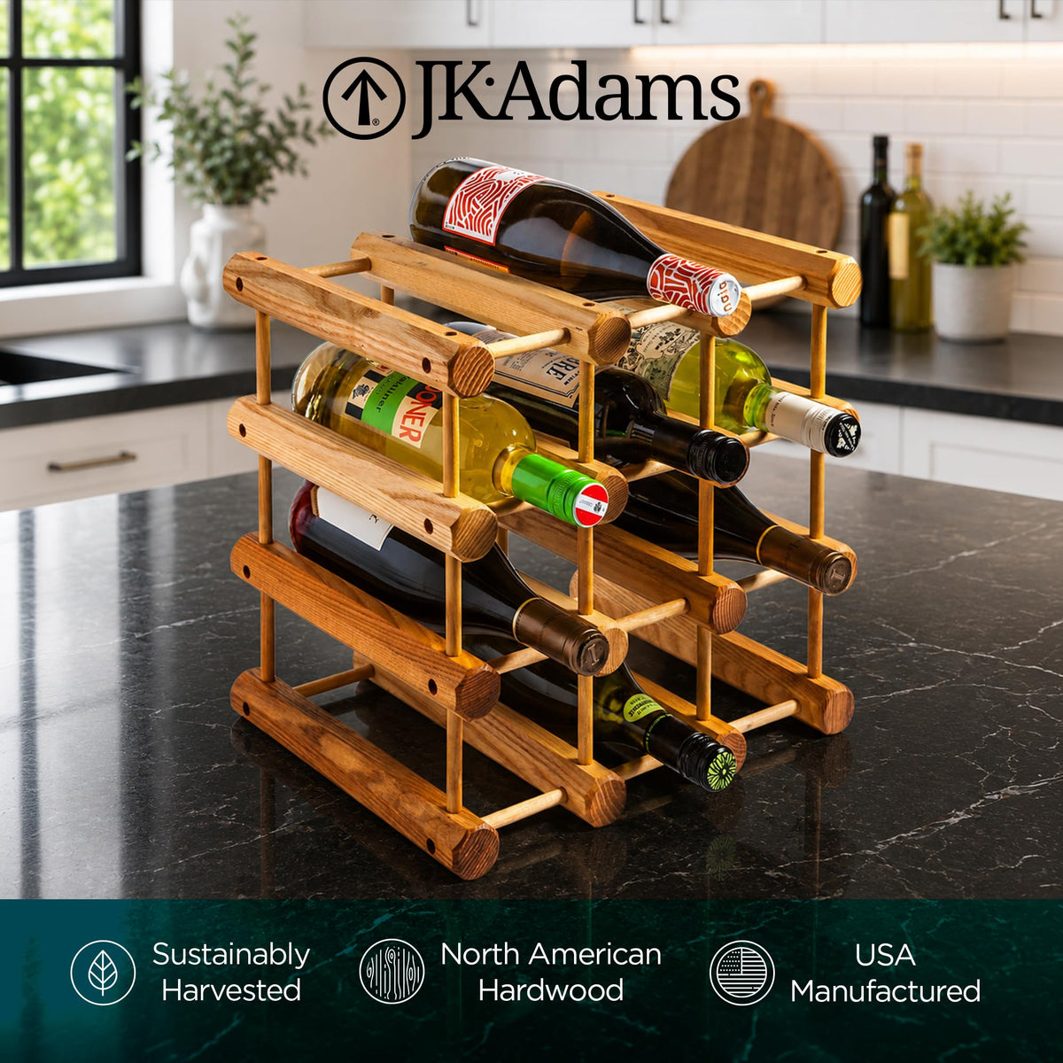J.K. Adams Wood Modular Wine Rack, Stackable Storage Holder, 40 Bottles