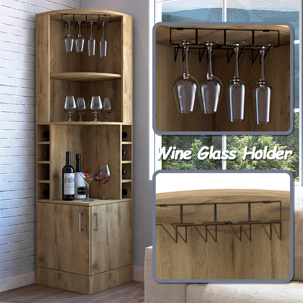 HRVEOCEI 71 Inch Corner Wine Cabinet, Tall Corner Bar Cabinet
