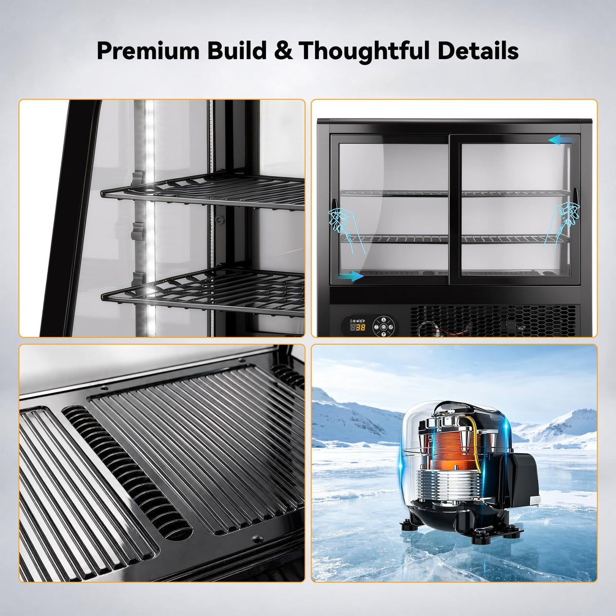 Tylza Wine Fridge 15'', 30 Bottles Wine Cooler Refrigerator, Undercounter or Freestanding, Removable Shelves, 40-65Â°F, Wine Cabinet with Double Glass Door, Wine Cooler for Home, Kitchen, Bar