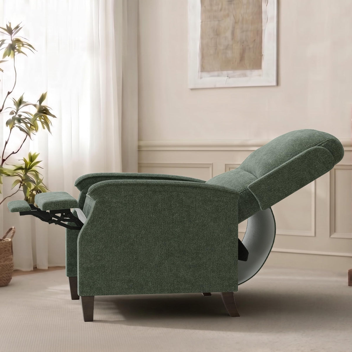 VKNOW Recliner Chair, Fabric Recliner with Adjustable Back, Brown