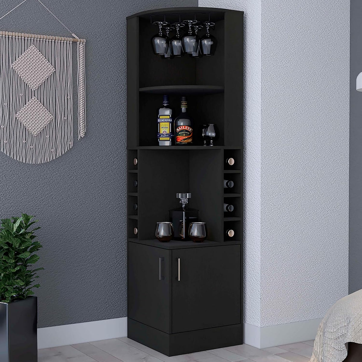 HRVEOCEI 71 Inch Corner Wine Cabinet, Tall Corner Bar Cabinet