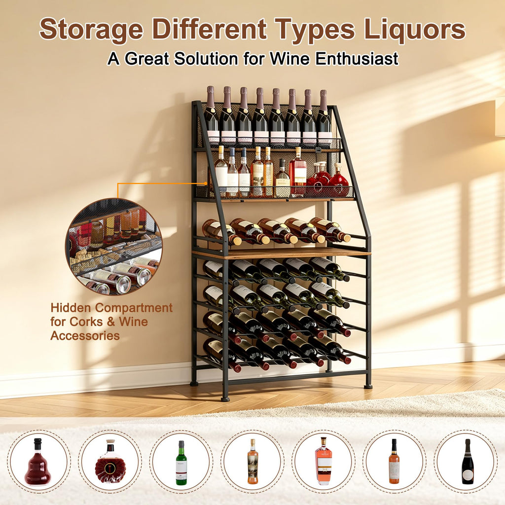 7-Tier Wine Rack Freestanding Floor Liquor Cabinet Bar for Home
