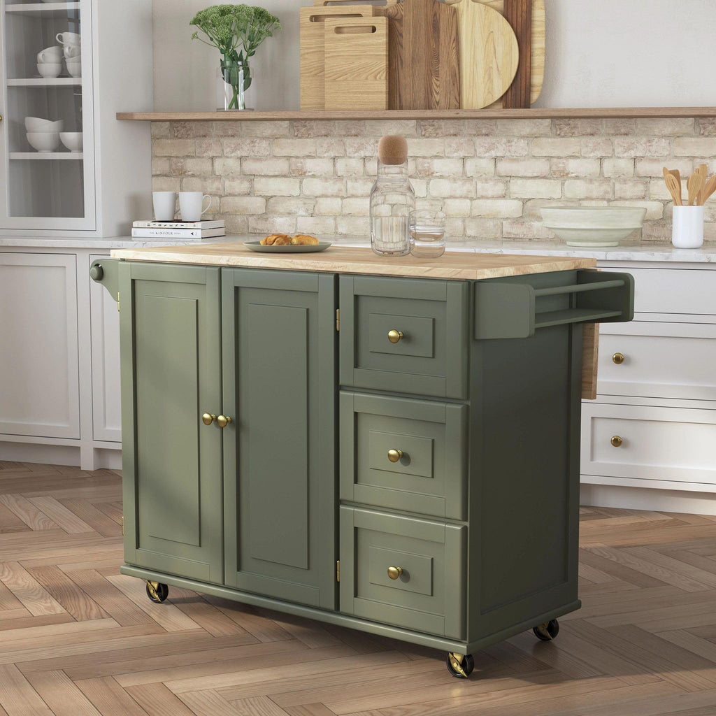 Homestyles Dolly Madison Black Mobile Kitchen Island Cart with Wood Drop Leaf Breakfast Bar