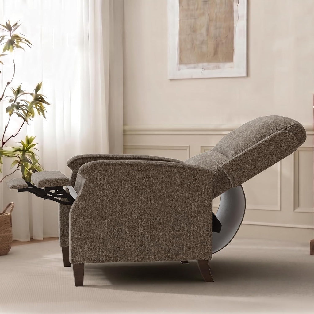 VKNOW Recliner Chair, Fabric Recliner with Adjustable Back, Brown