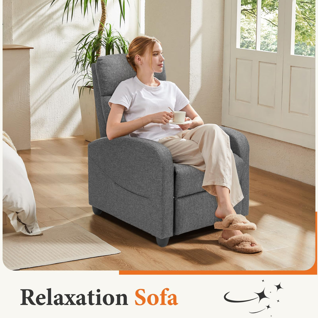 OLIXIS Recliner Chair, Reclining Sofa Chair with 3 Adjustable Angles