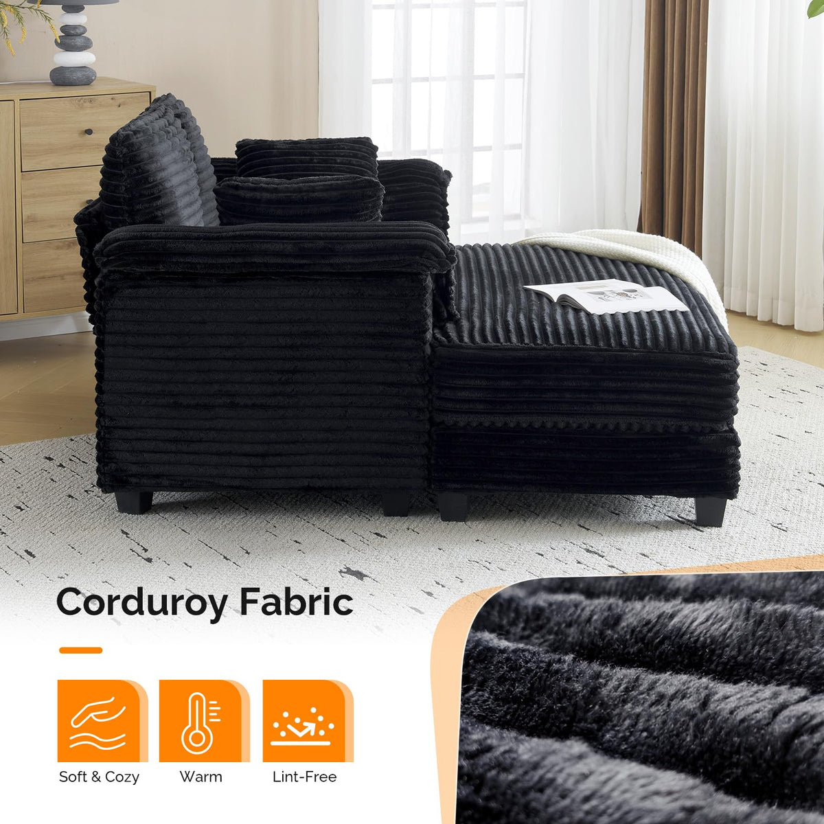 VINGLI 56" Wide Oversized Chaise Lounge Chair with Plush Padded Armrests