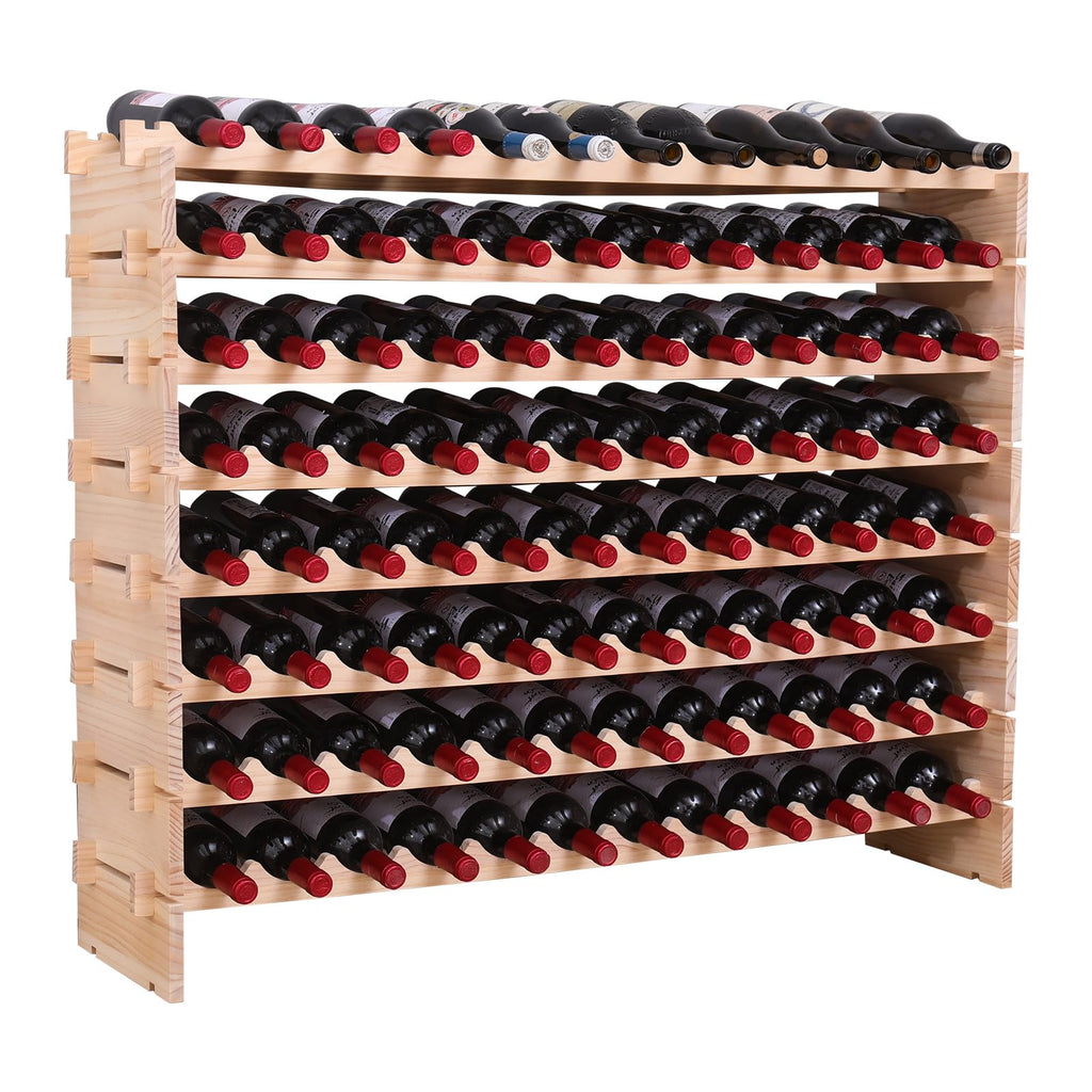 Wood Stackable Storage Modular Wine Rack Cabinet 120 Bottle freestanding Floor Wine Bottle Holder Display Shelves