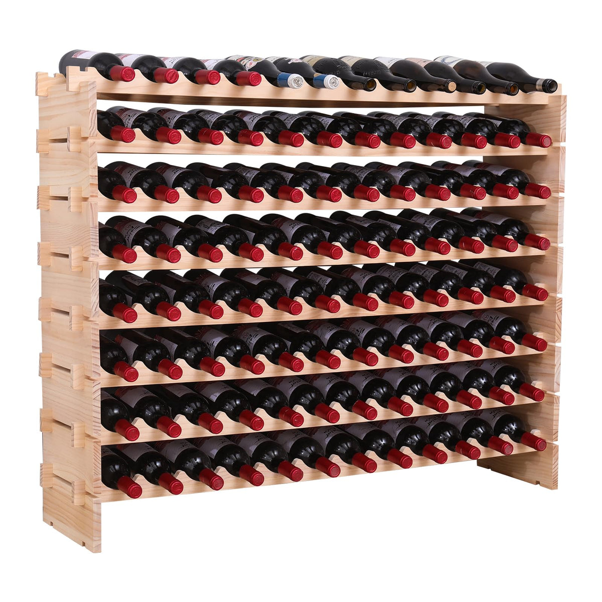 Wood Stackable Storage Modular Wine Rack Cabinet 120 Bottle freestanding Floor Wine Bottle Holder Display Shelves
