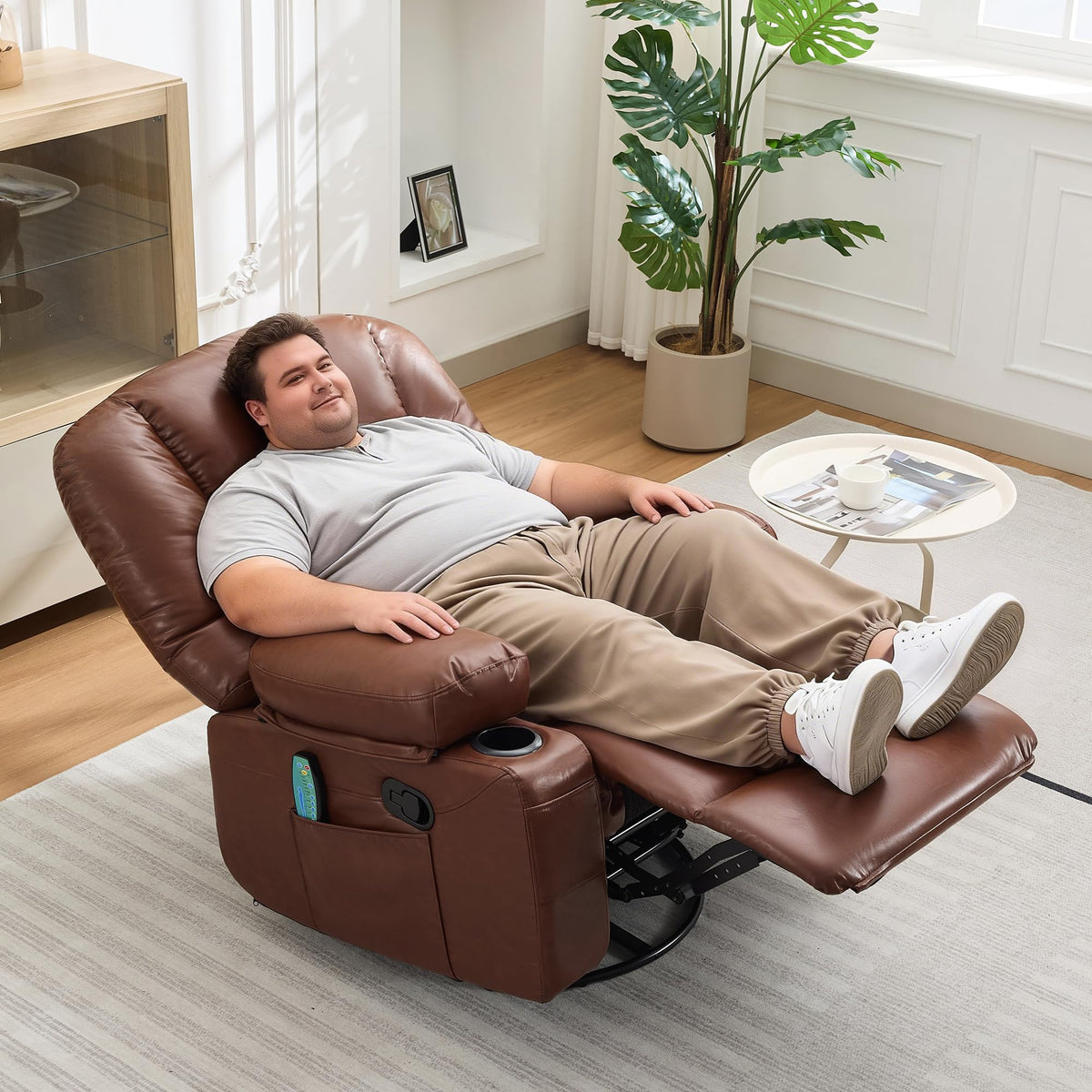 Garvee Oversized Recliner Chair,Extra Wide 360Â° Swivel Rocker Massage Heat