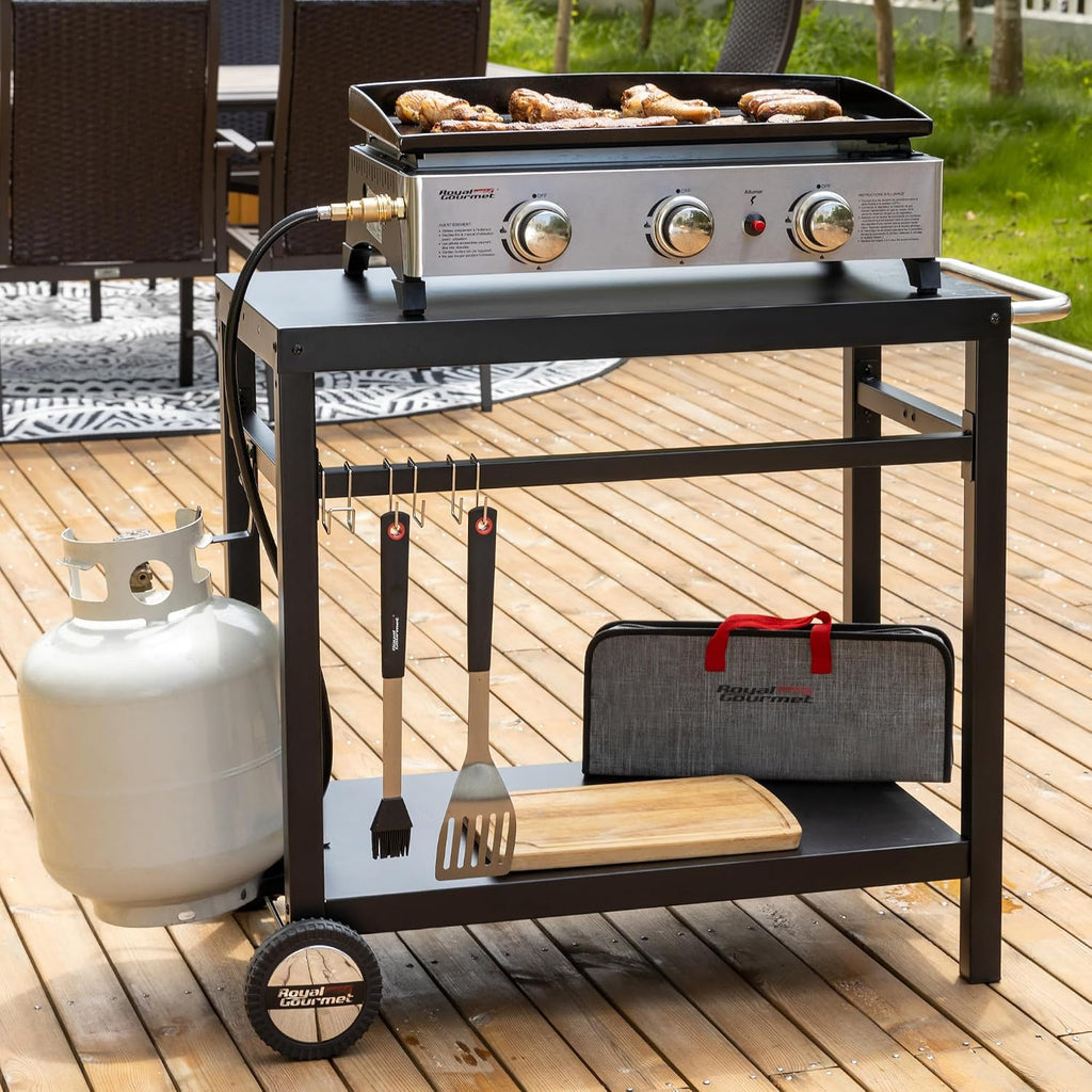 Royal Gourmet Dining Cart Table with Double-Shelf PC3401B (Black)