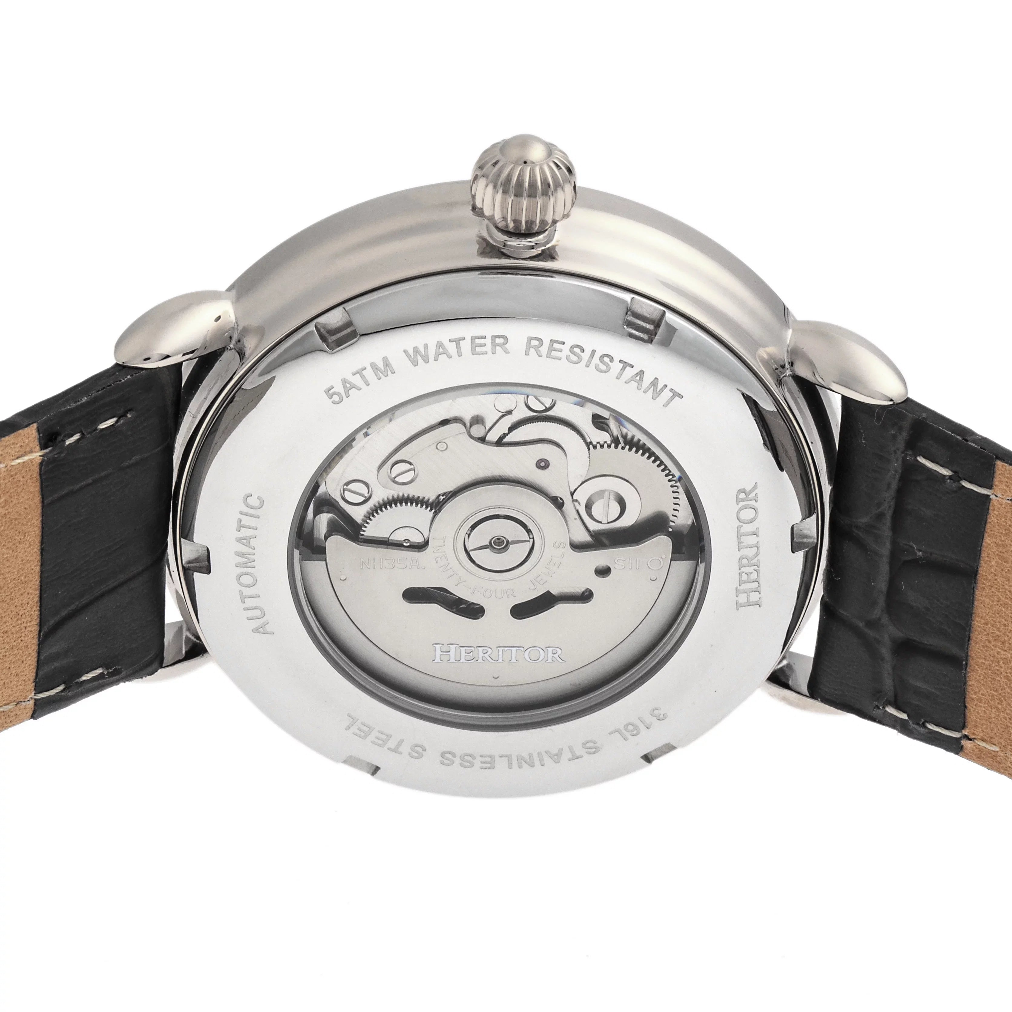 Heritor Silver - Automatic W/Date Watch Mattias Leather-Band