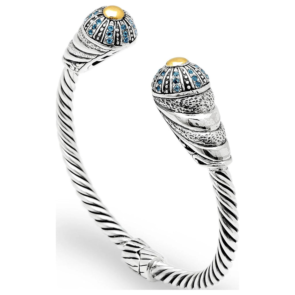 Silver cuff bracelet, Setting 18K Deni Pave cable Gold Blue Jewelry & Topaz