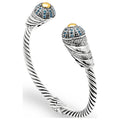 Silver cuff bracelet, Setting 18K Deni Pave cable Gold Blue Jewelry & Topaz