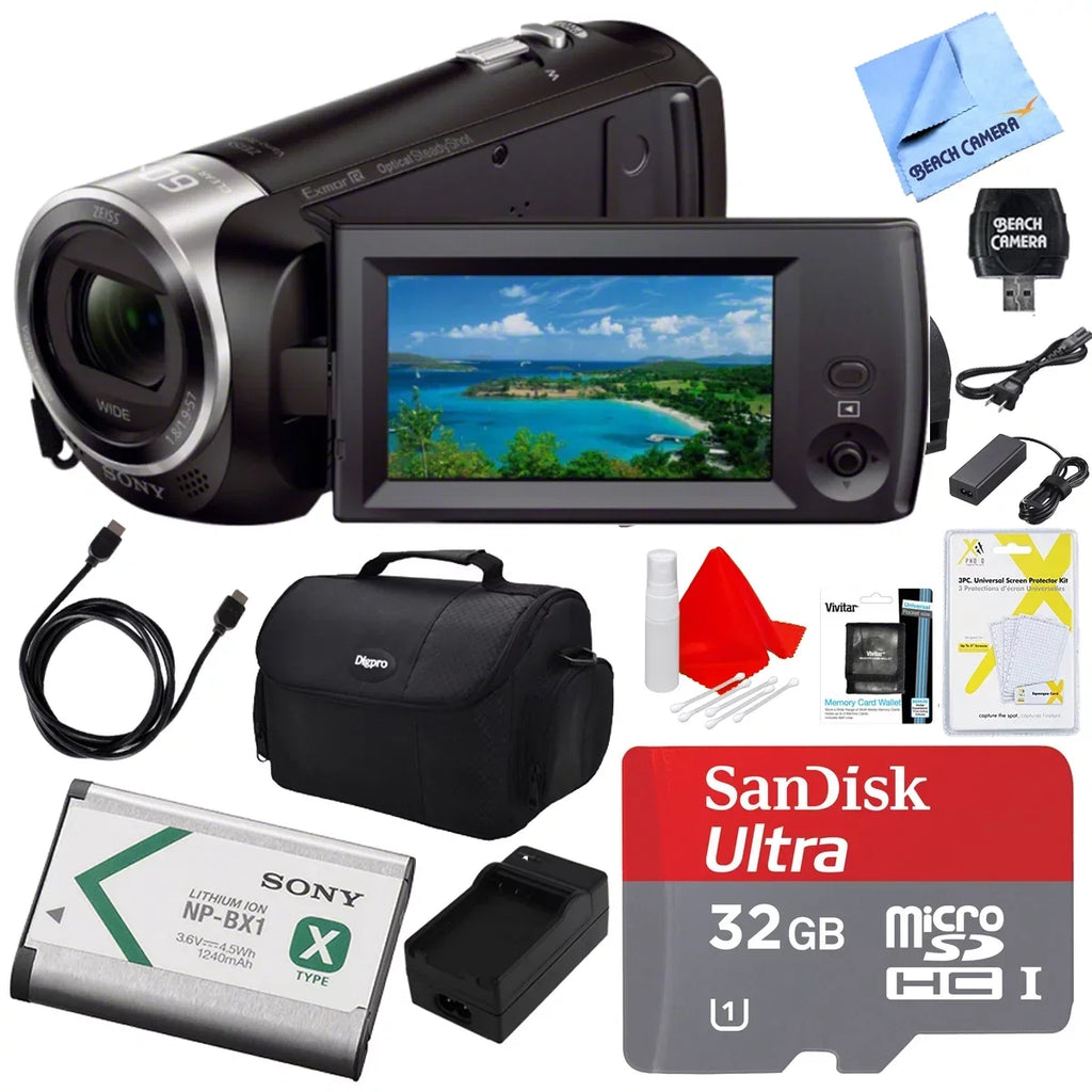 MicroSDHC HDR-CX405 with HDRCX405 Sony and Bag, Handycam Camcorder Video Card, Deluxe Bundle Charger, 32GB Cable, More HDMI AC/DC Recording CX405 Pack, Battery Memory