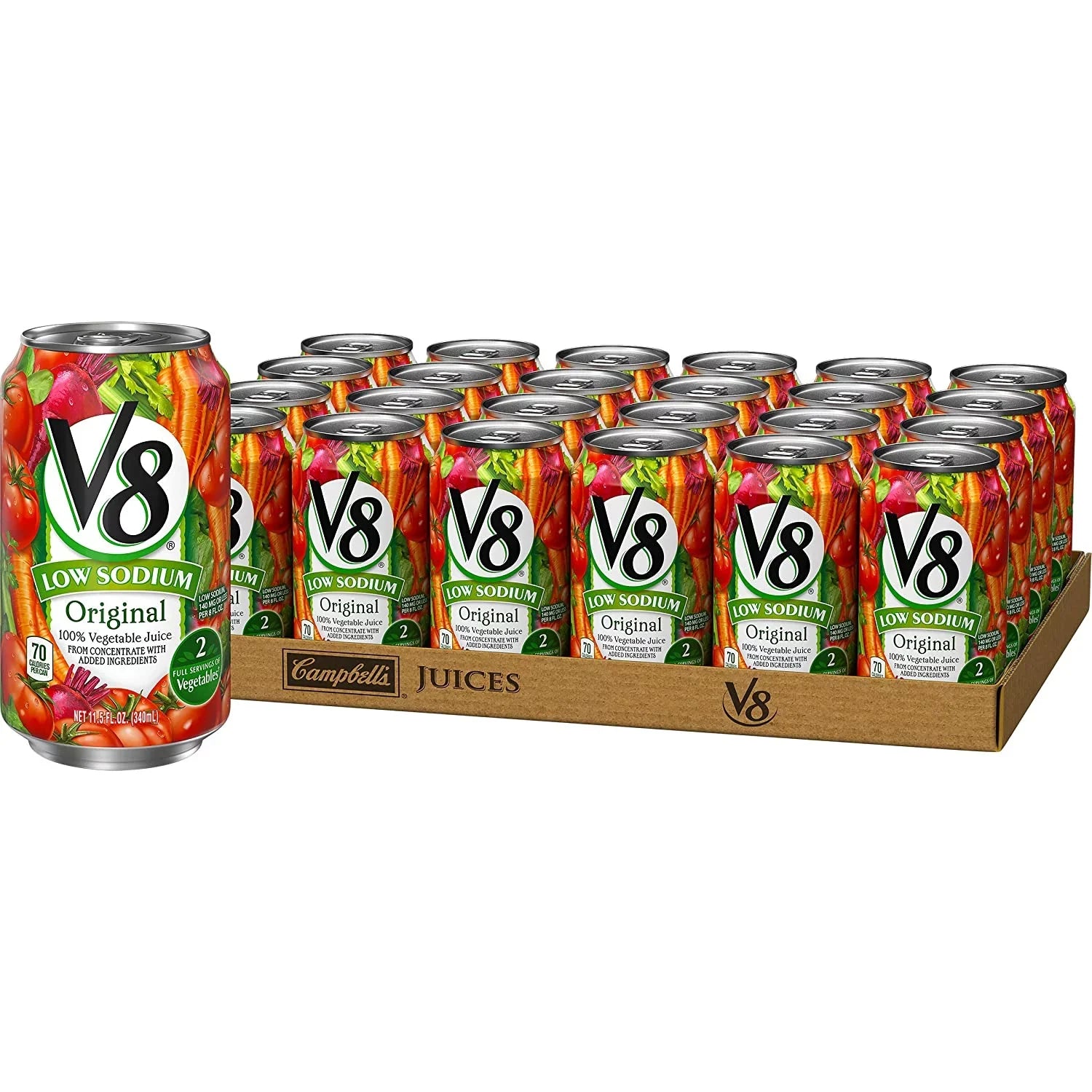 Low Oz. Juice, 11.5 (Pack Of 24) 100% Can Original Sodium Vegetable V8