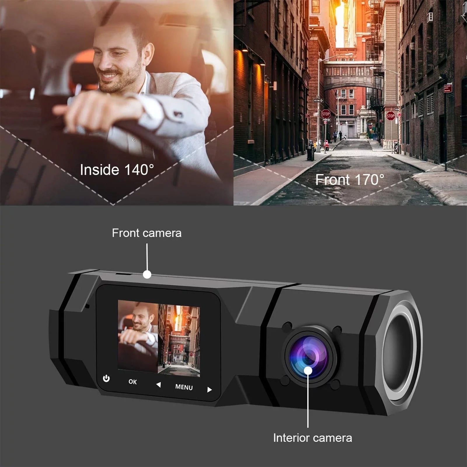 for 1080P Dual Recorder Car, Interior Parking Cam, Dash G-Sensor, Front Dual TSV Dash IR FHD Driving Taxi Loop Camera Mode Recording, with Dashcam, Vision Night