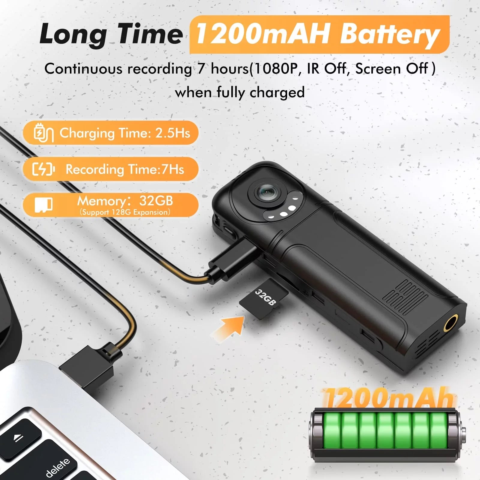WiFi with Body Recording and Z02 Camera Video Camera, 1296P (Only Camera) Body Audio Losfom Worn