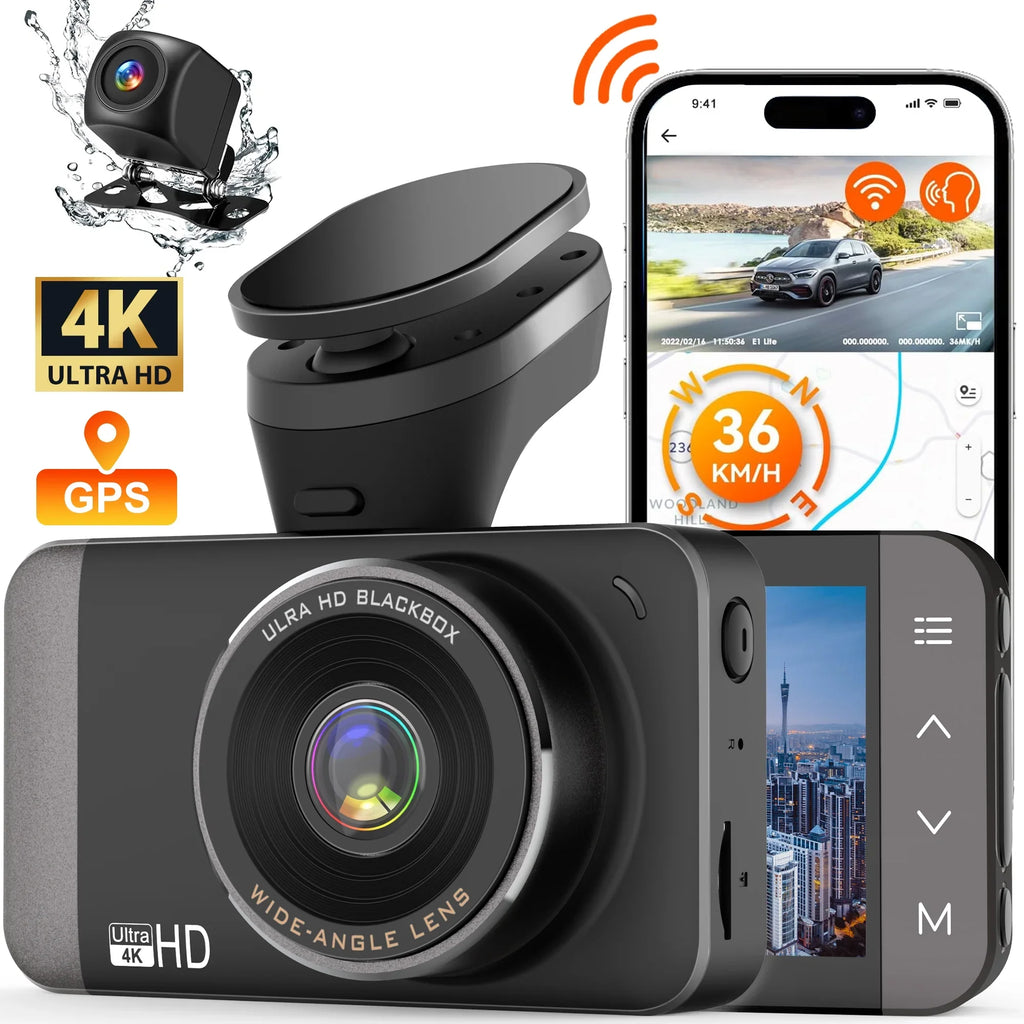 Touchscreen Car Parking with and HD Recording Dash Night with and 3'' Vision, For Full G-Sensor, Dashcam GPS, and 24H WiFi Front Mode IPS Rear and Loop GCZ 4K Cam