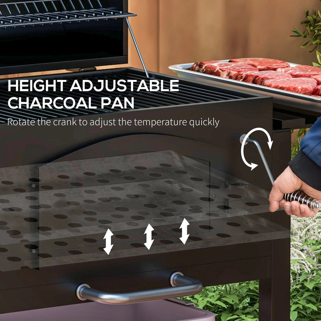 CoSoTower Barbecue Thermometer, Bottle Shelves, Adjustable Black Wheels Patio, Folding Opener Backyard, with for Height, Grill, Picnic, Portable Camping, & BBQ with Charcoal Outdoor