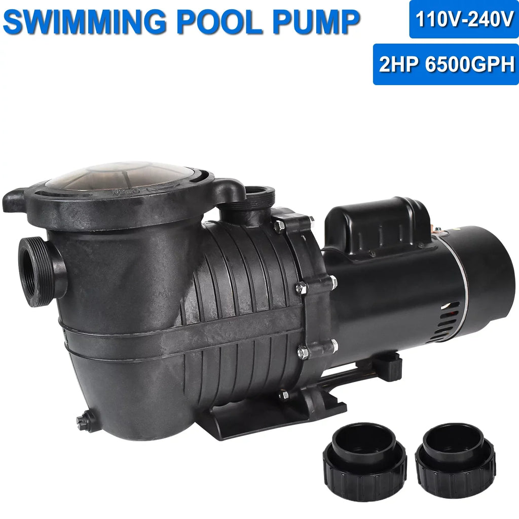 Pool Swimming w/ Head Above Inground Speed Ground, Pool 110V-230V, Single 2HP For 6500GPH, Ground Max & 78FT, Pools, Basket Connector Pump iMeshbean and Motor, NPT Pump Swimming Strainer Above