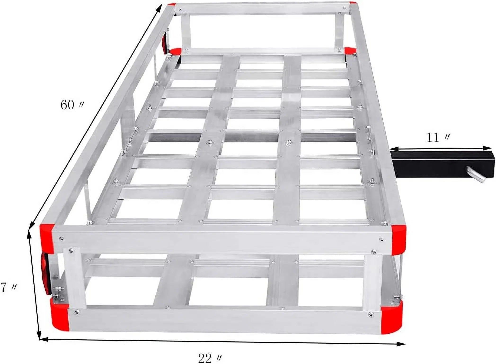 x Luggage 2” Truck, Vehicle Rack, Capacity 22” Receiver, x Trailer for Mount Hitch SUV, Carrier 7” Cargo Cargo Basket Car, Aluminum 60” 500LBS Fits