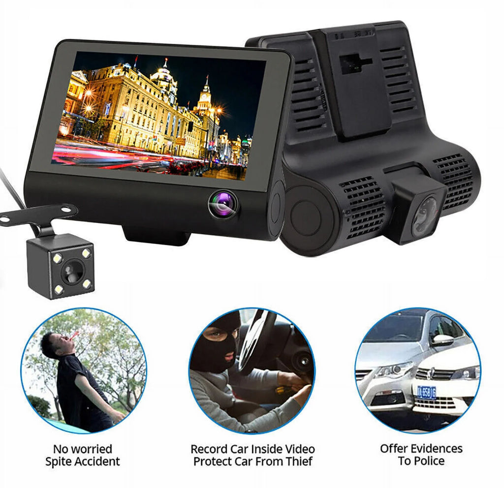 and Lens Detection Front/Rear/Built-In Dual Camera Driving Cam 4" Motion Dash DVR HD G-Sensor, 1080P Car Monitoring TASHHAR Video Parking Recorder