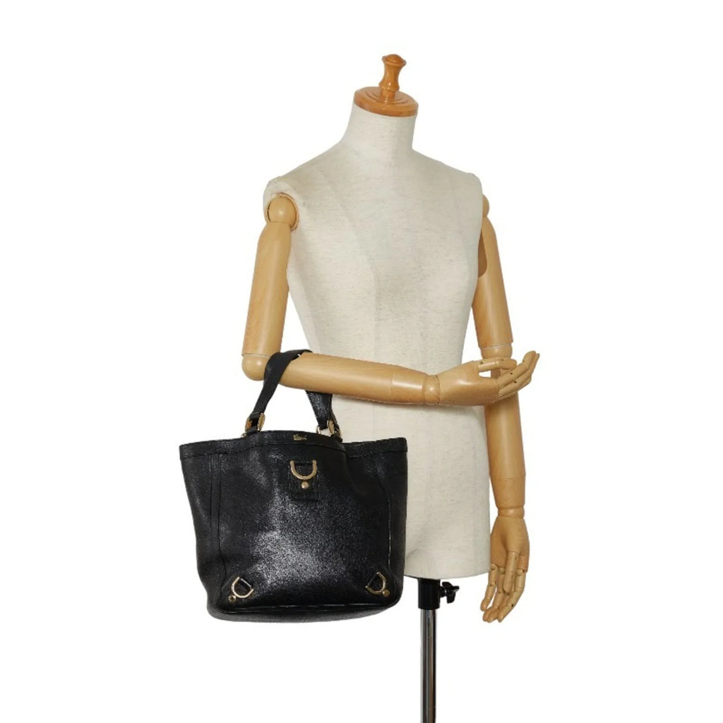 Handbag GUCCI Tote Leather (Good) Gucci Women's 130739 Pre-Owned Black Bag Abbey