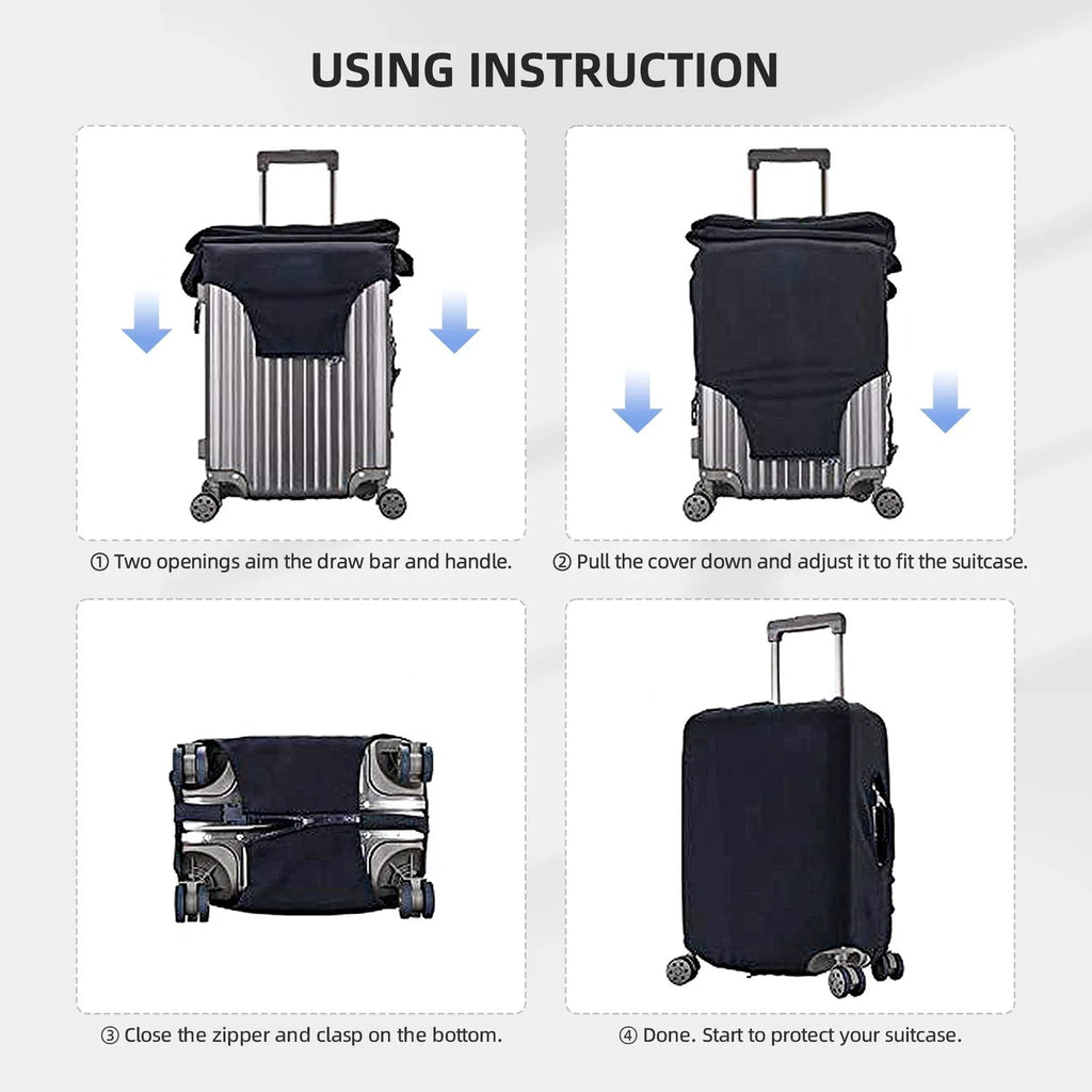 Washable Baggage Girls-Style Cover Zipper Travel Kitty Cover Elastic Concealed Suitcase 4 Protector Fits Women Hello For Luggage Protective Gifts Trunk Suitcase 22"-24" Case With