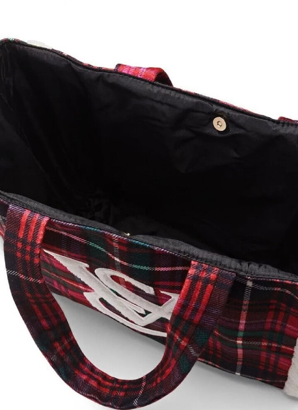 Fleece VS Bag holiday Plaid Limited Secret Trim edition Tote NWT Victoria’s 2022