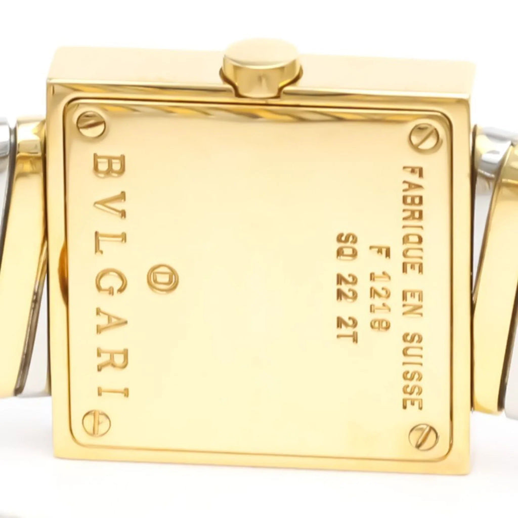 2T (Good) Quartz BVLGARI Watch Gold SQ22 Pre-Owned 18K Polished BF552142 Quadrato Ladies Steel