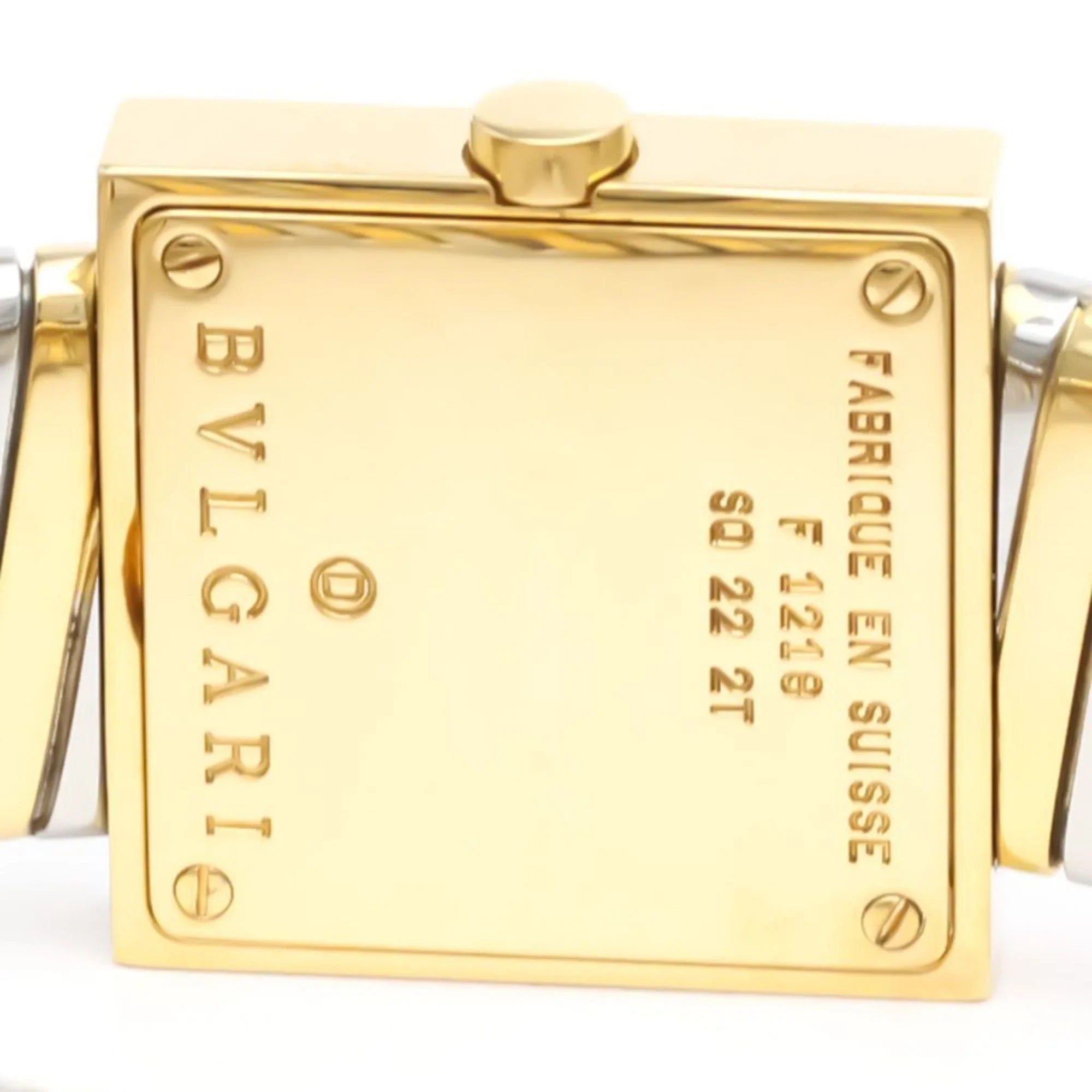 2T (Good) Quartz BVLGARI Watch Gold SQ22 Pre-Owned 18K Polished BF552142 Quadrato Ladies Steel