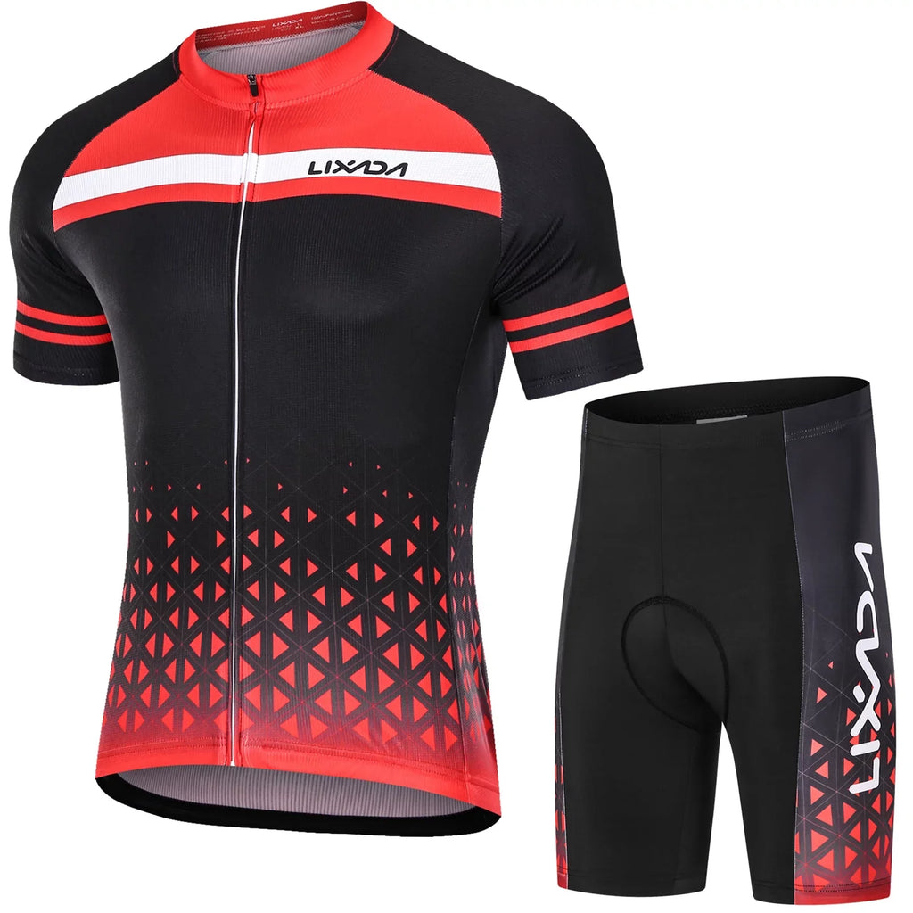 Outfit Shorts Jersey Set Short Men Set Quick- MTB and Padded Breathable Lixada Cycling Sleeve Cycling