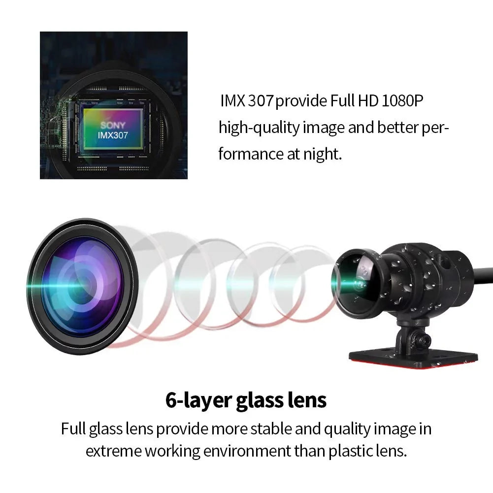 Loop 2 Night 150° Fish Screen HD Inch Angle Dash Camera, Front Full G-sensor Recording, Wide Rear Body Eye Vision, Waterproof Cam, WDR, and 1080P VSYSTO Lens Motorcycle SonyIMX307