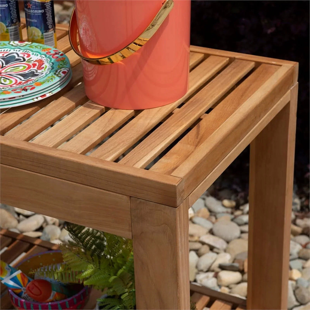 Slatted & Rolling Top Afuera Living in Island Natural Shelf Wood Outdoor Kitchen