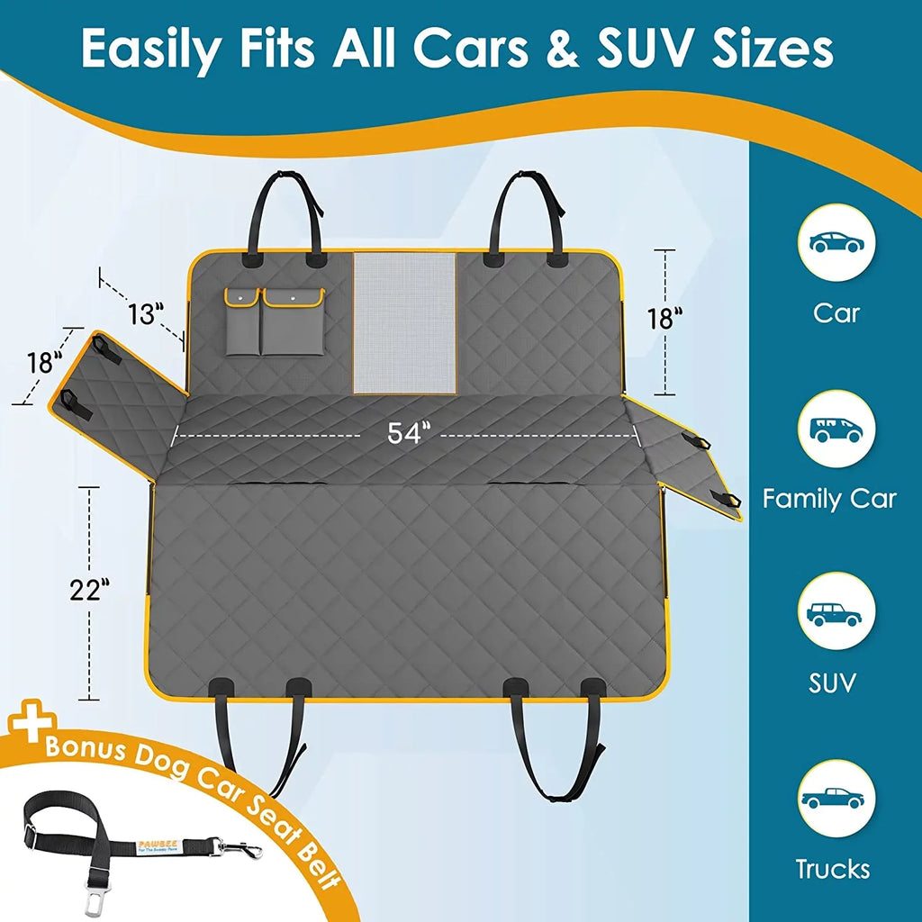 with Dog – Belt Seat Car Dogs – with – Seat for Scratcroof SUV, Covers Mesh Window Car Covers Car Bonus Waterproof PAWBEE for Car Hammock & Cover Dog Cars Dogs & Trucks Seat Front for Seat Nonslip