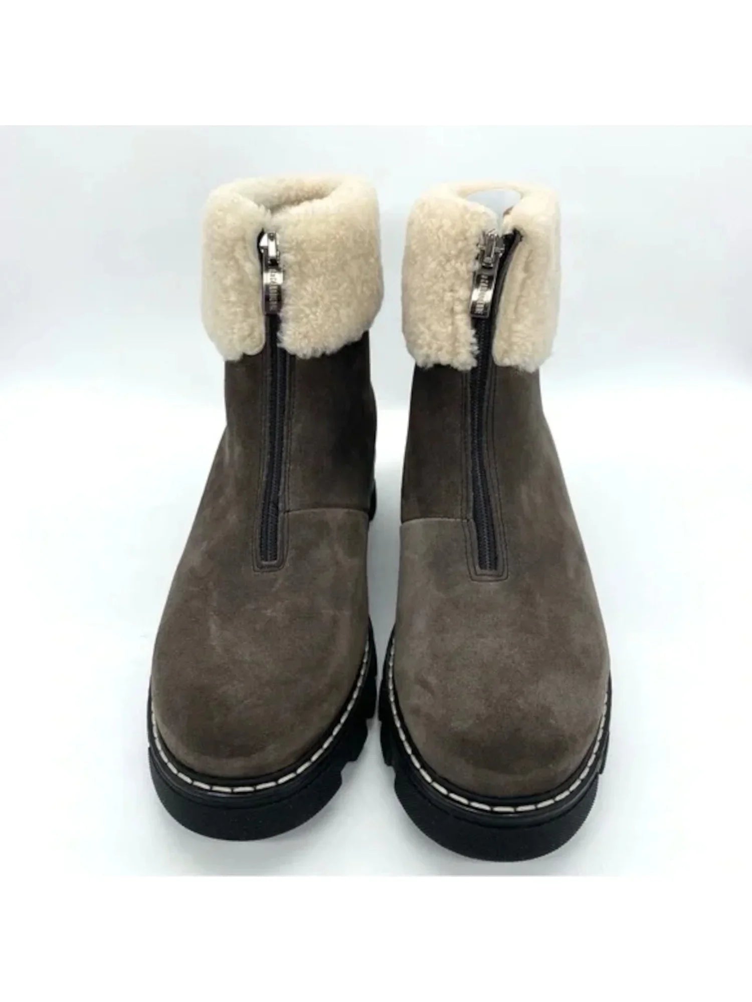 CANADIENNE Cushioned Womens Gray Block Heel Zip-Up Round M Abba Booties Toe Leather 6.5 LA Waterproof