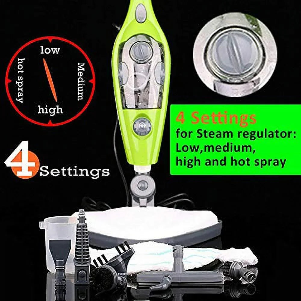 Multi-Function of Heating Fast 10 ml, Mop Types 3.5M 300 Stream 1500 1, for 20 All Carpet/Floor, Up, Clearner In Wire, White/Green Steam W, sec Suitable
