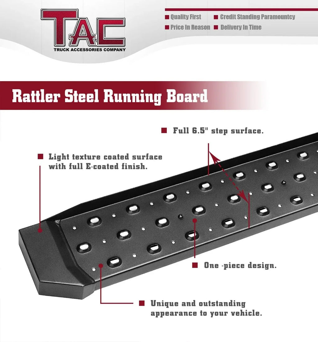Exterior Accessories Fit Bars Step 2014-2024 Dodge Black Step Off Bars Size) Running Side Utility Wheel Road 136”/159” Side Nerf (Full TAC Boards Van Rails Promaster 2pcs 6.5” Base