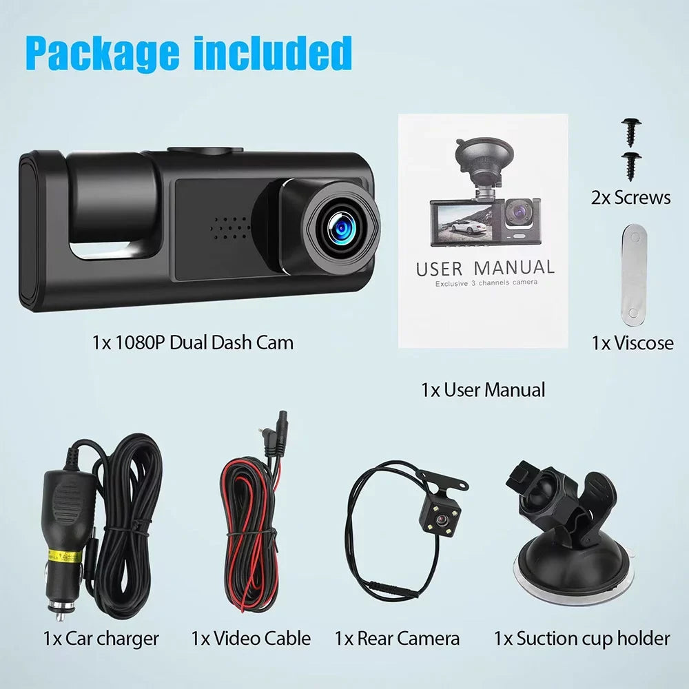 Dash Lens HD Kepeak Dual Car Video Camera G-Sensor Front/Rear/Inside 1080P Recorder Cam