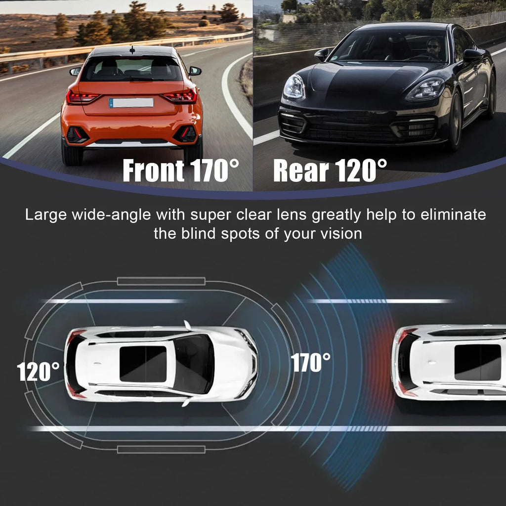 Rear DVR Car HD Lens Recorder Camera Cam Front 1080P View 2 G-Sensor Video Dash