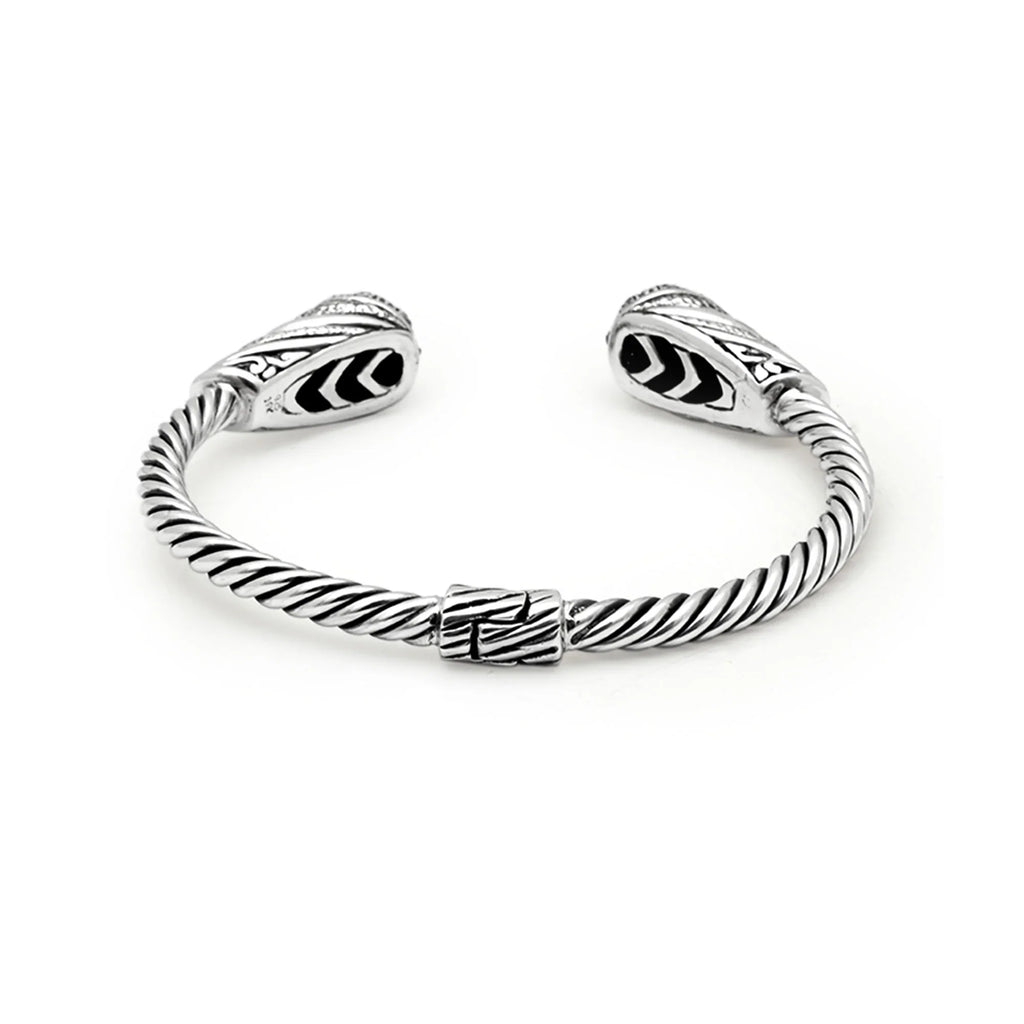 Silver cuff bracelet, Setting 18K Deni Pave cable Gold Blue Jewelry & Topaz