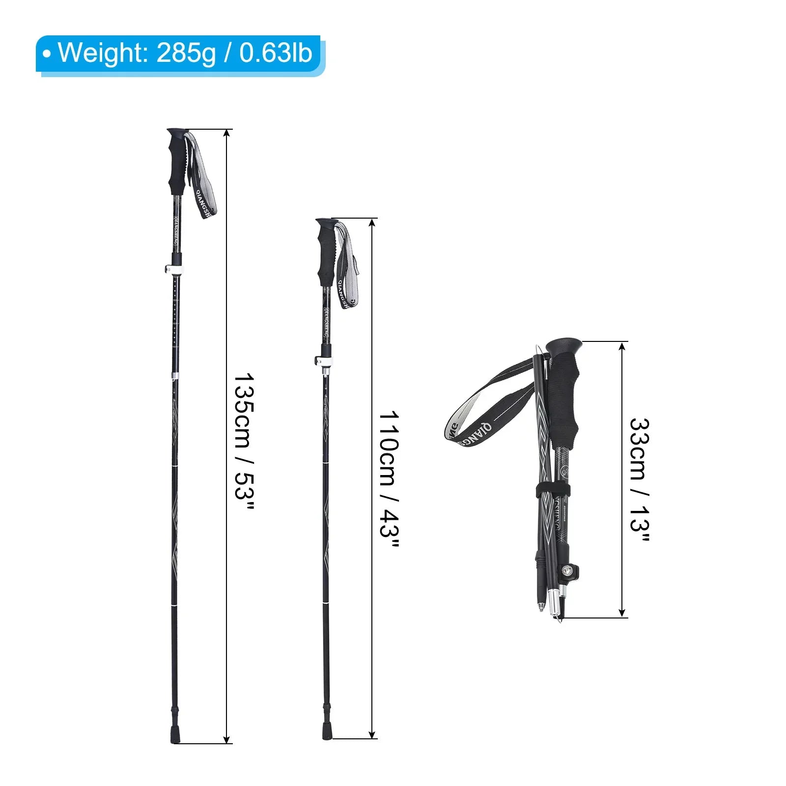 53 Hiking Trekking Pole Collapsible Inch Uxcell Poles, Telescopic White