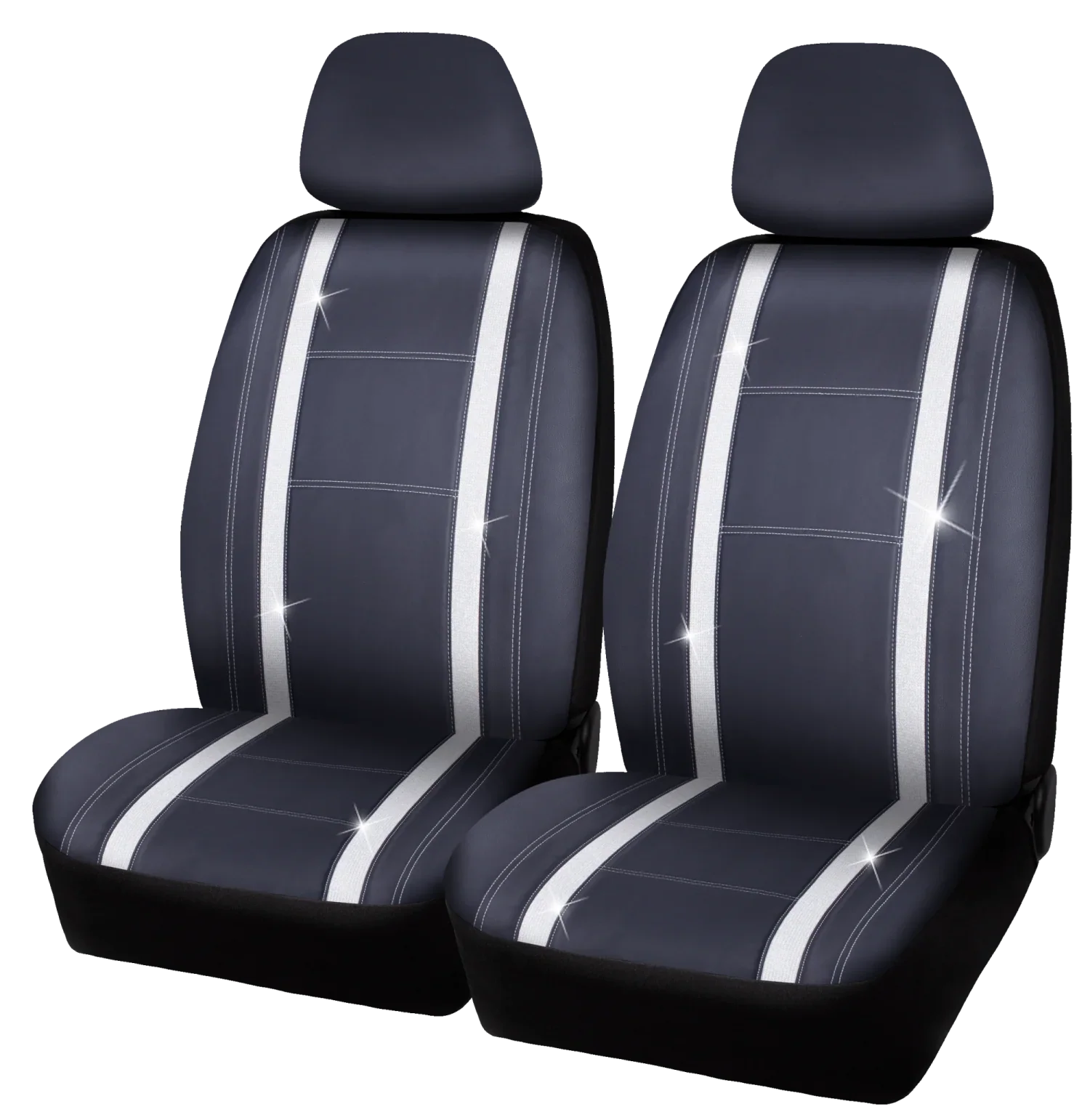 Auto Black, 2102SC035 Car - Fit 2 Piece Seat Leather Premium Cover Drive Universal Checker Diamond