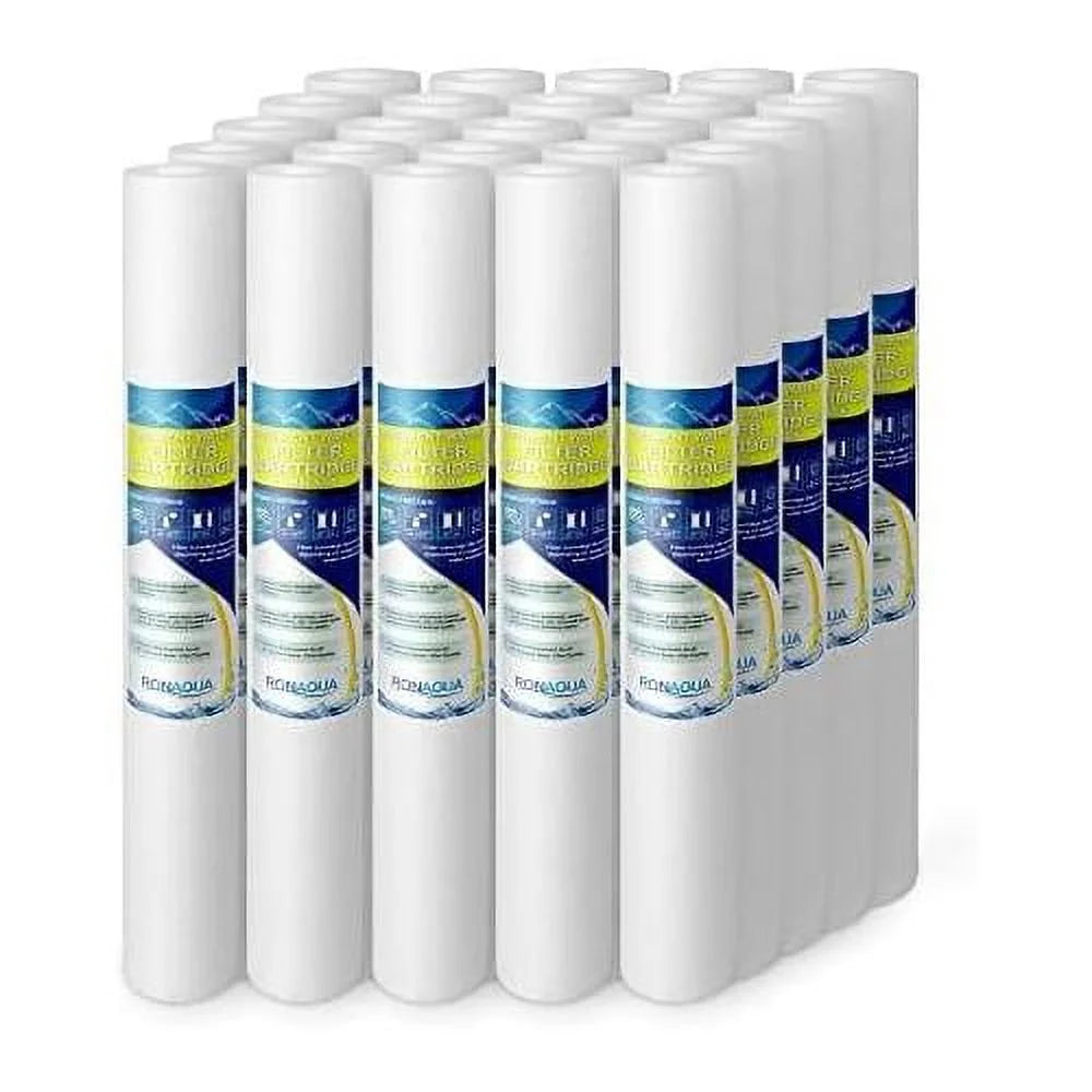 Layers -Blown Fits With Four 2.5” FPMB520, 25 Of Standard 10 Filtration Polypropylene X Sediment Micron Pack Filter 20” Whole House 20” X FPMB5-20, VX05-20 SDC-25-2005/4, Compatible Housings. 2.5”