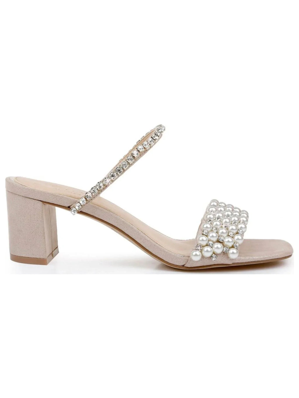Silver Sandal Square MISCHKA Heeled Heel Toe Womens Block BADGLEY Orsen Slip 6 On Embellished
